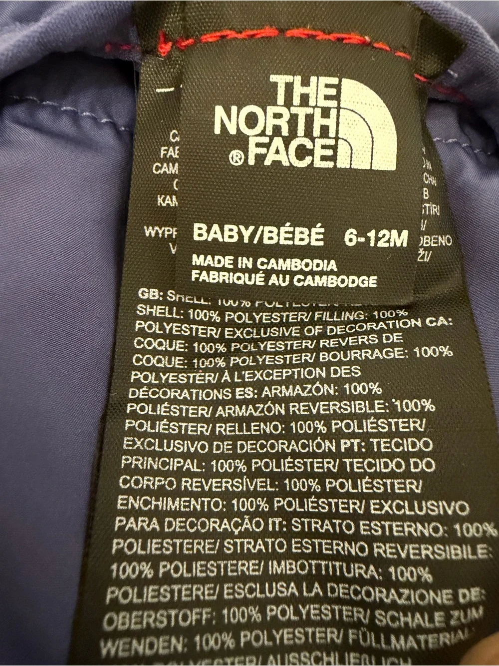 The North Face Baby Reversible Perrito Hooded Jacket size 6-12 months-blue